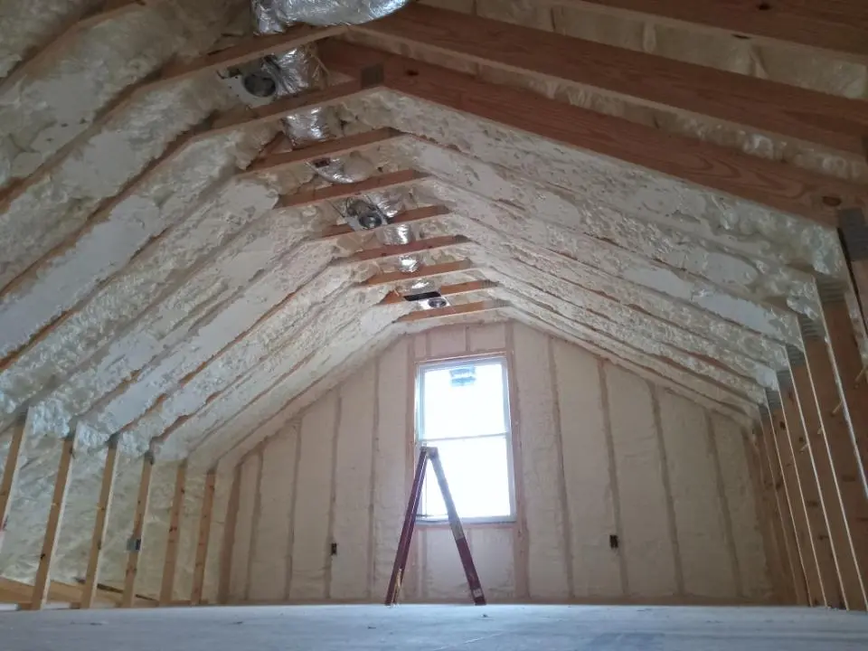Spray foam roofing application for Crawl Space Insulation project in Crowley